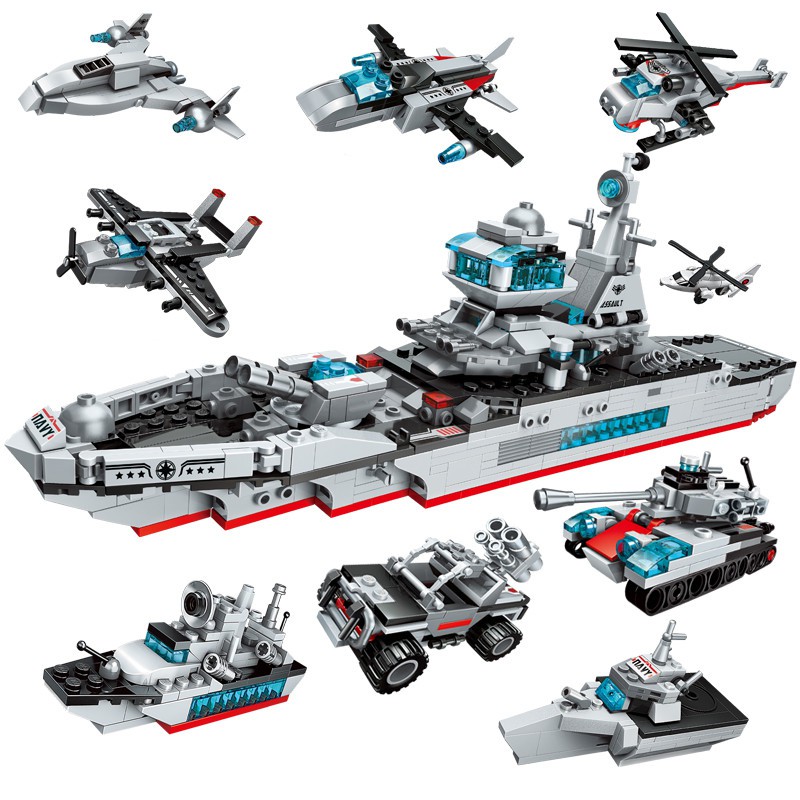 Lego xếp hình đồ chơi lắp ráp trí tuệ sáng tạo mô hình tàu chiến cho bé yêu 8 in 1
