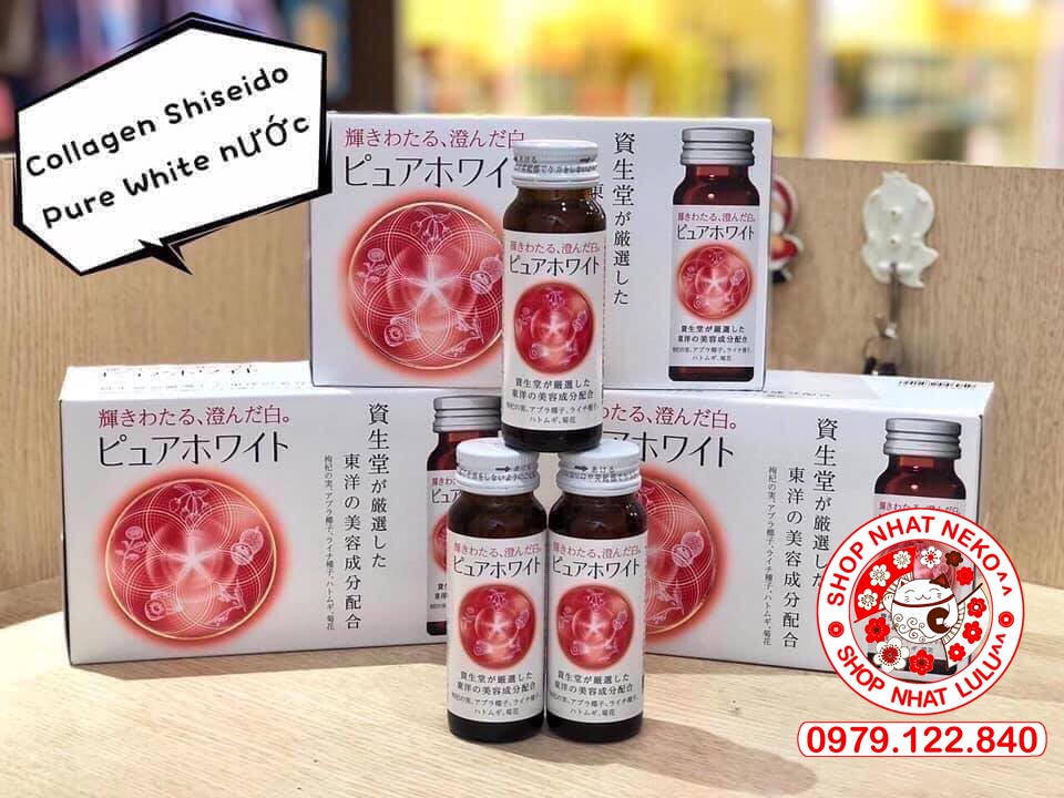 Nước uống trắng da mờ nám 10 lọ The Collagen Shiseido Pure White nước date 2022