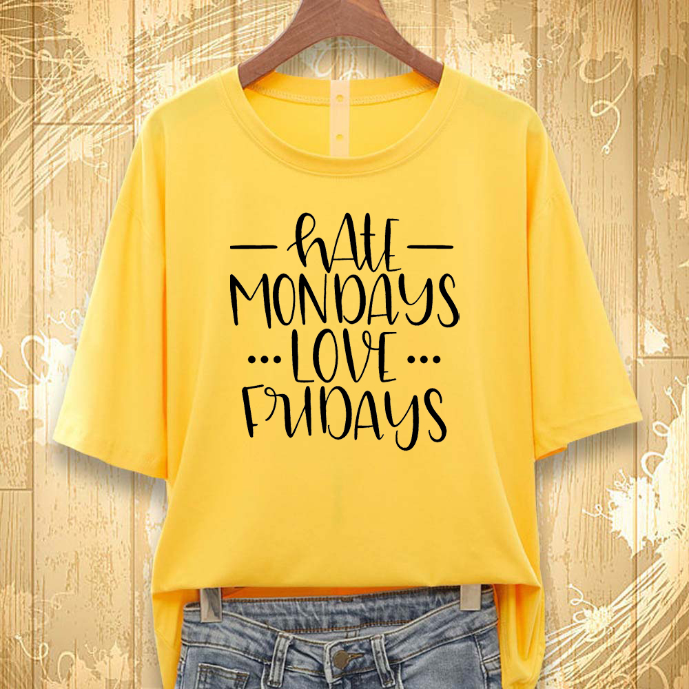 Áo thun nữ in hình HATE MONDAY LOVE FRIDAY KM501 nhiều màu