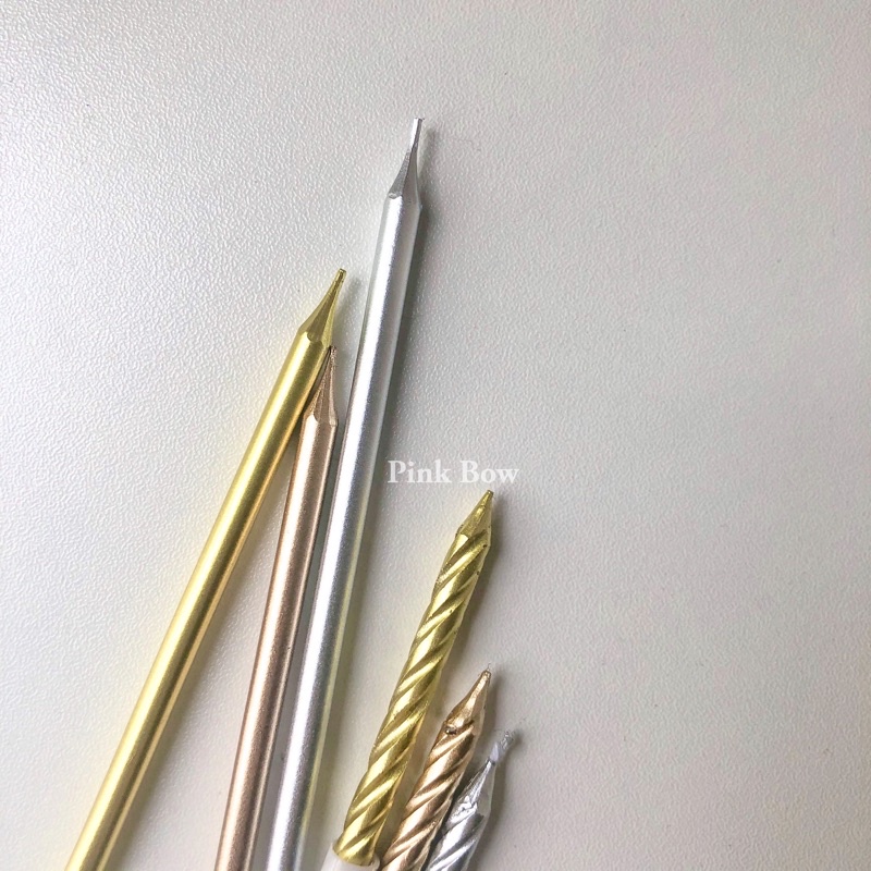 Nến sinh nhật đẹp màu Nude/Vàng/Bạc/Xoắn 1 set 6c-10c