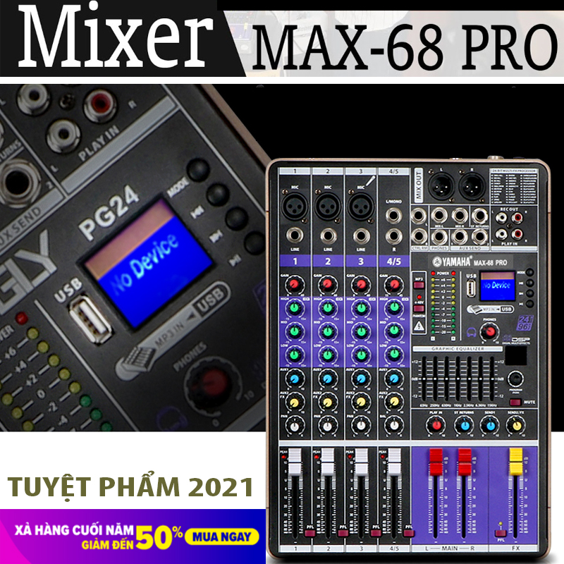 [ BẢN HÓT NHẤT 2021 ] Nhà Cung Cấp Các Loại Dòng Mixer , Dàn Karaoke Gia Đình, Bộ Bàn Trộn Mixer Max-68 Pro Bluetooth Chuyên Nghiệp Shengyi Với 99 Hiệu Ứng Âm Vang Kỹ Thuật Số, Tặng Kèm Dây AV