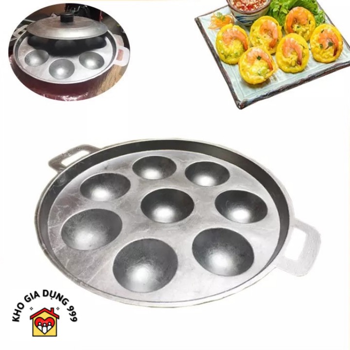 KHUÔN ĐỔ BÁNH KHỌT 8 LỖ BẰNG GANG KÈM NẮP ĐẬY