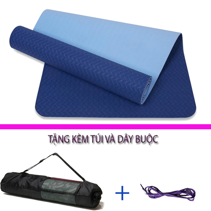 Thảm Tập Yoga TPE 6mm 2 Lớp Cao Cấp Chống Trơn Trượt, Bảo Vệ Môi Trường Chính Hãng Đại Nam Sport + Tặng Kèm Túi Và Dây Buộc