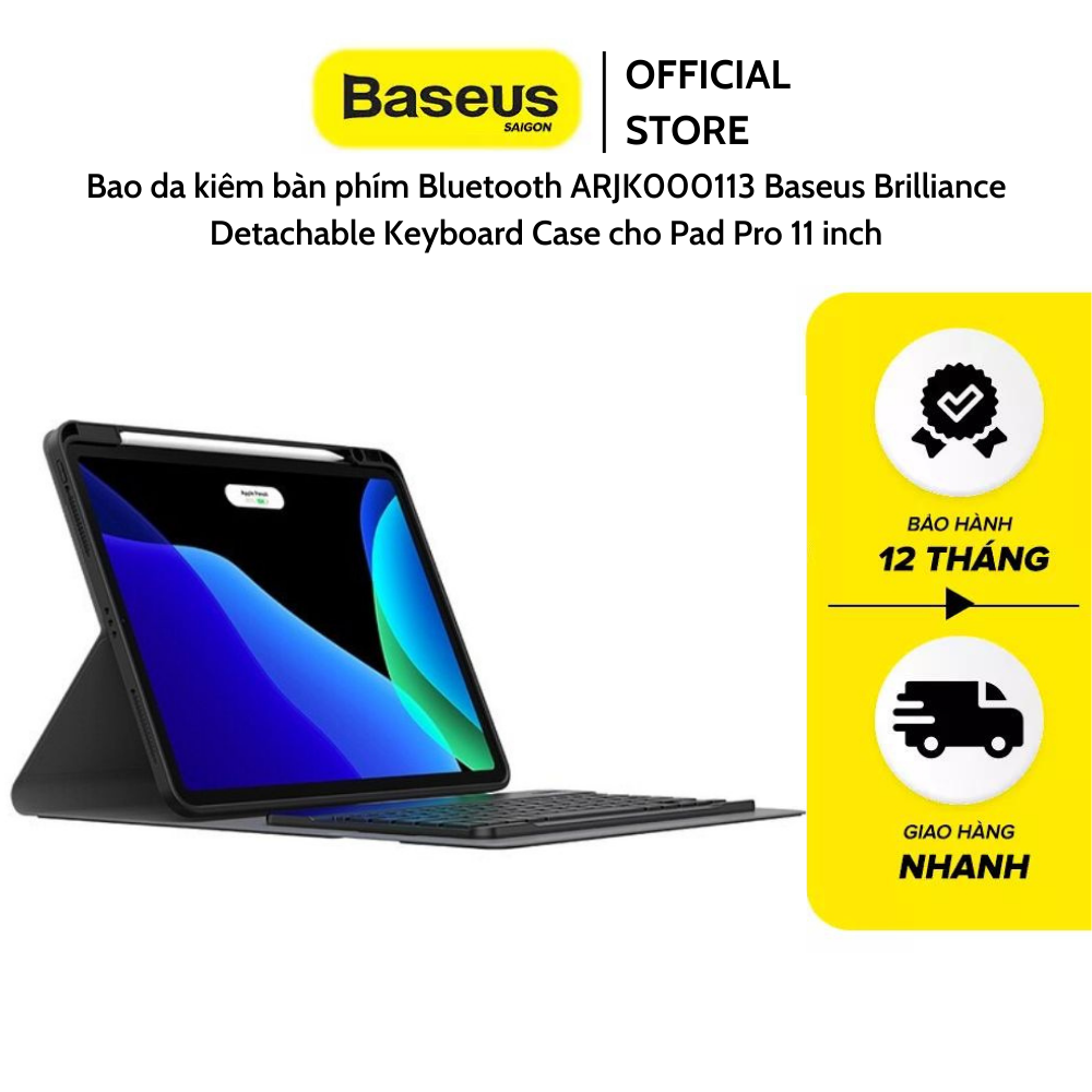 Bao da kiêm bàn phím bluetooth arjk000113 baseus brilliance detachable keyboard case cho pad pro 11 inch, 12.9-inch（2018/2020/2021)