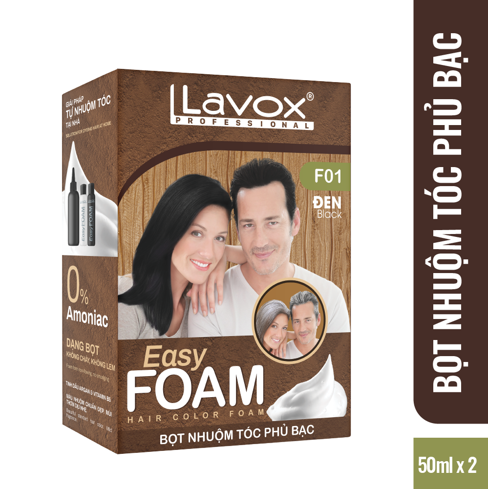 Bọt nhuộm tóc phủ bạc easy foam lavox