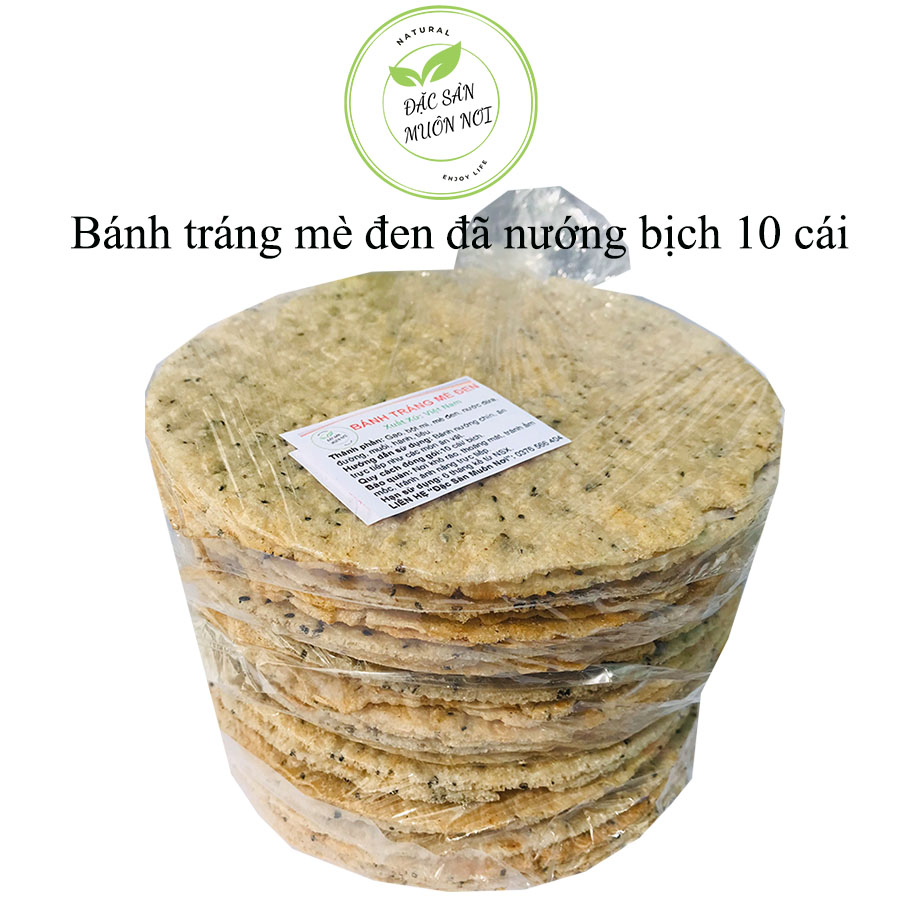 10 cái Bánh tráng mè đen nước dừa đặc sản Tây Ninh đã nướng chín - KT đường kính bánh dài 20cm