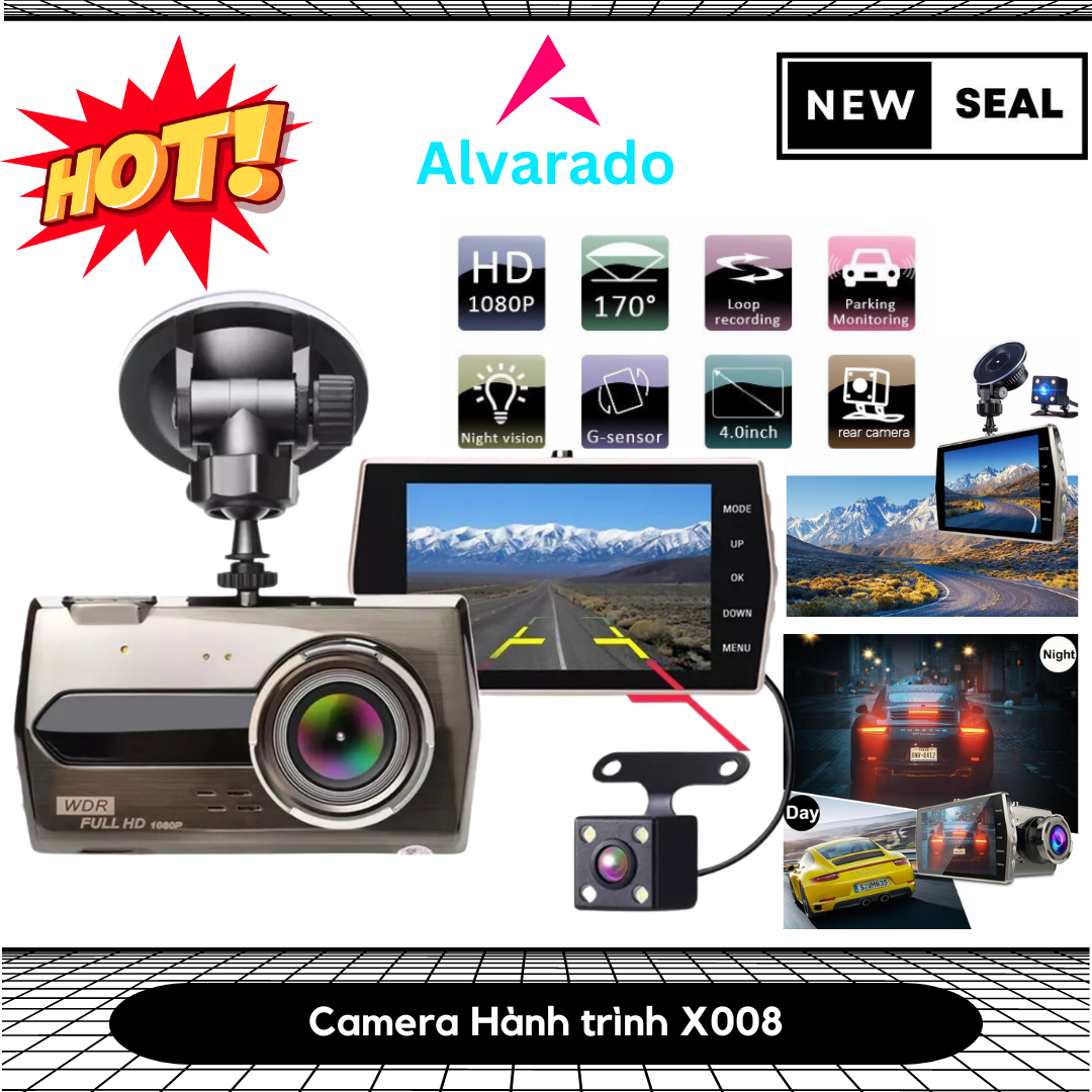 Camera Hành Trình Ô Tô X008 Chính Hãng Gozin Chống Rung Độ Nét FULL HD (TRƯỚC VÀ SAU) 1296P Ống Kính: 170°, Lưu Trữ Video Tối Đa 45 Ngày