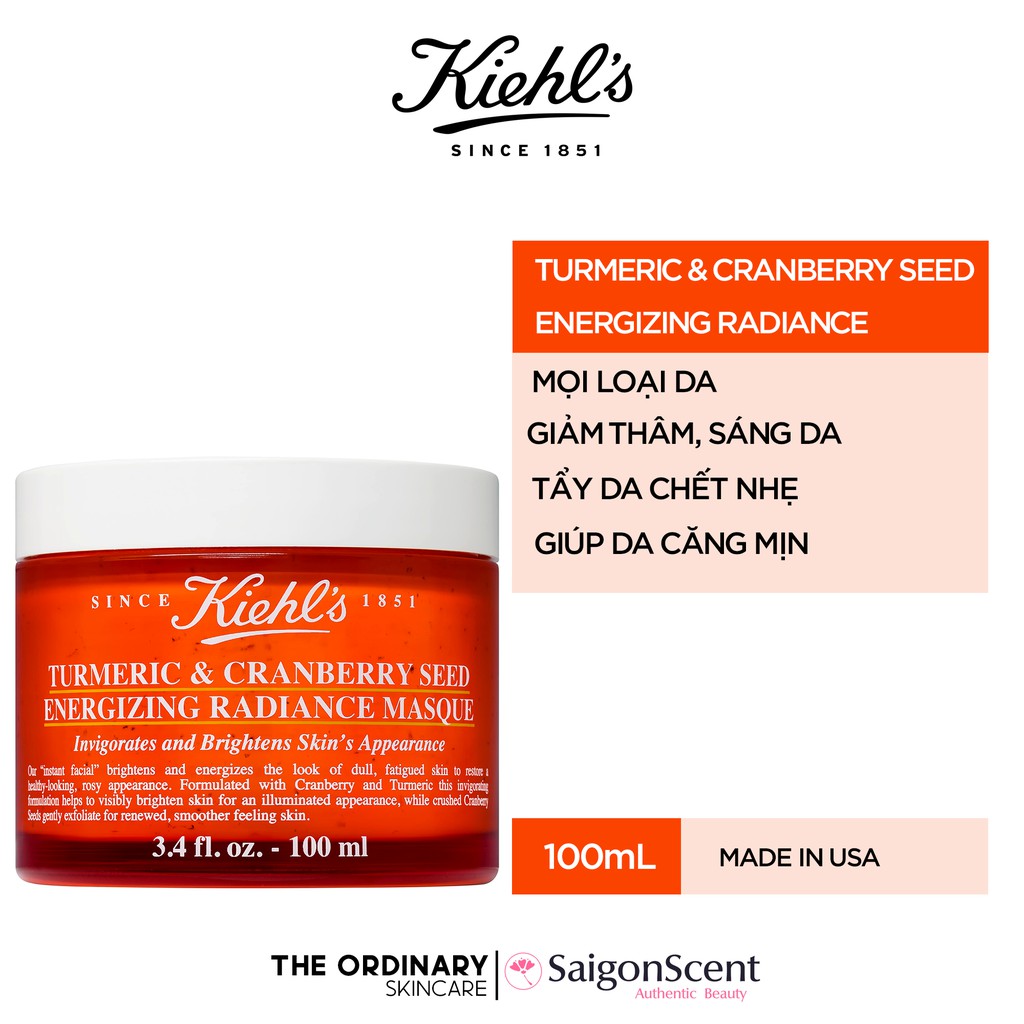 Mặt Nạ Nghệ Việt Quất Kiehls Tumeric & Cranberry Seed Energizing Radiance Masque
