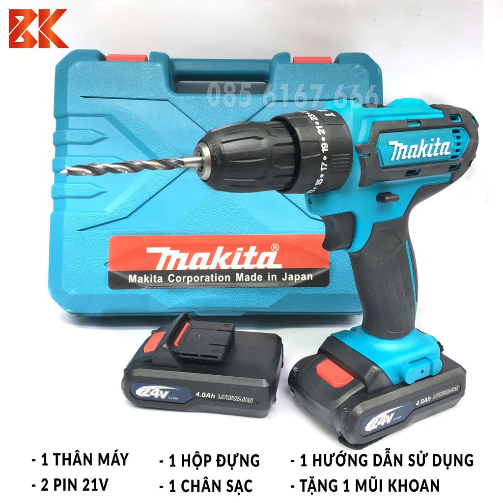 Máy khoan máy vặn vít cầm tay máy khoan dùng pin máy khoan pin mini makita 24v máy khoan pin cao cấp máy khỏe công suất mạnh độ bền cao bảo hành 1 năm
