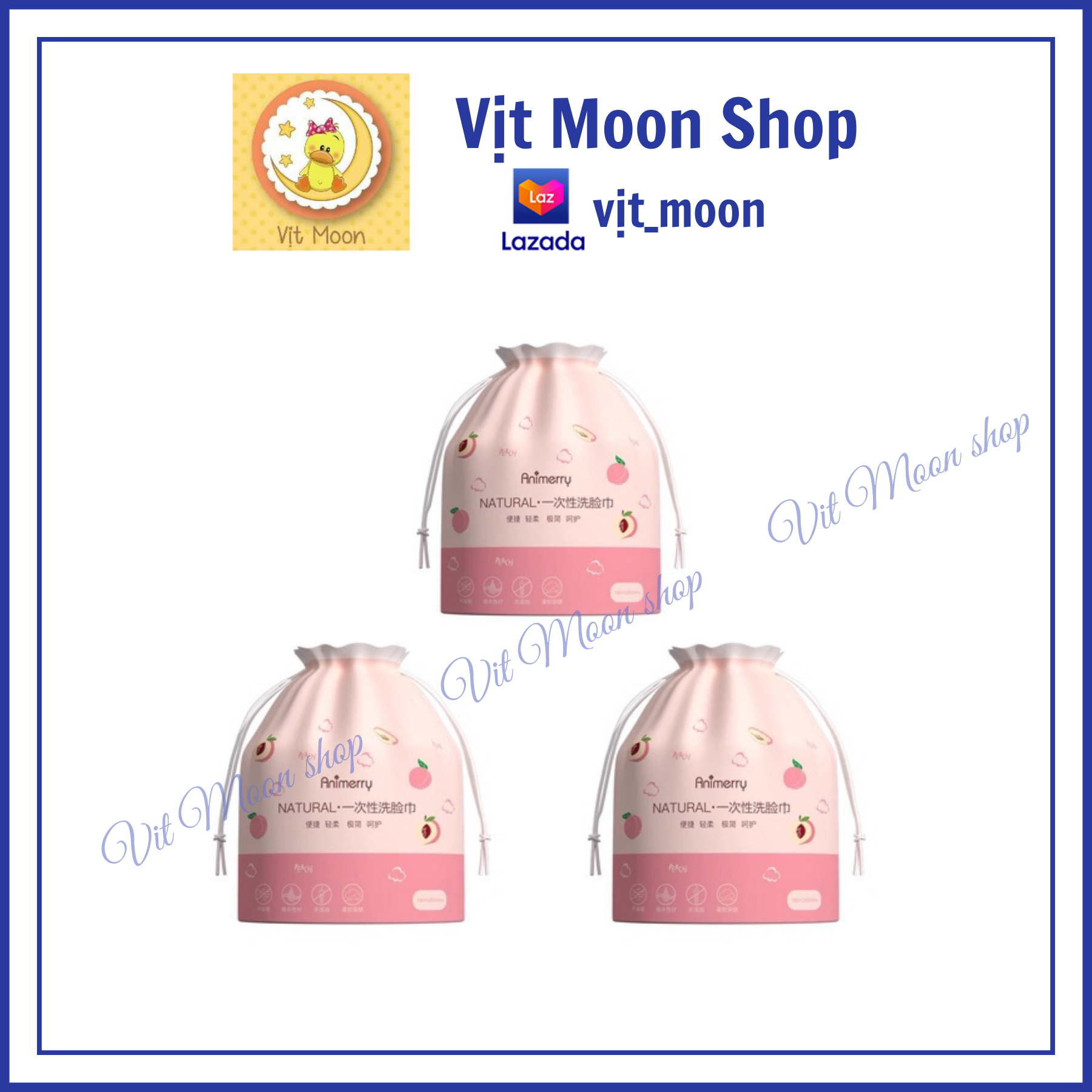 Khăn tẩy trang animerry 1 set 3 gói