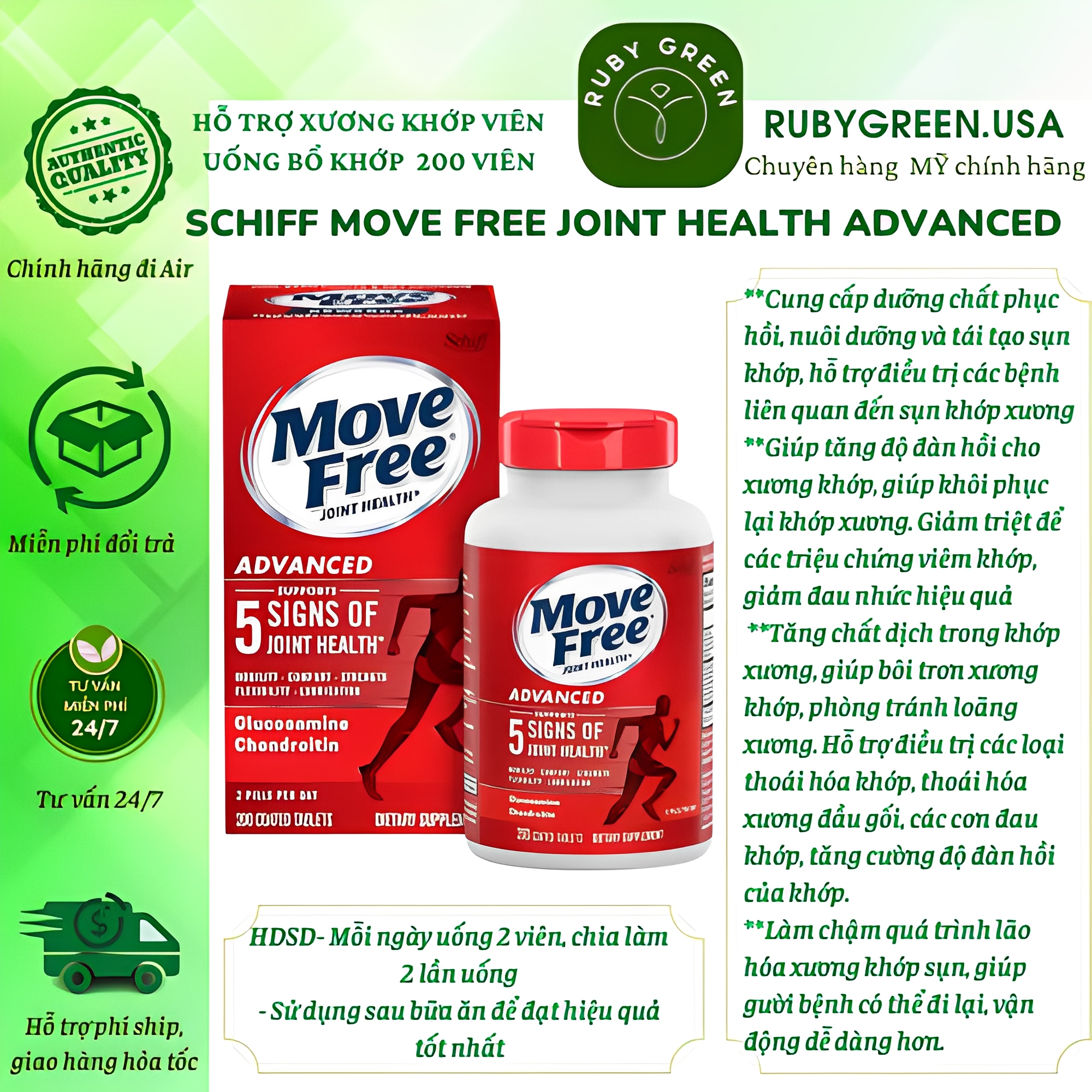 Viên uống bổ khớp move free joint health 200 viên