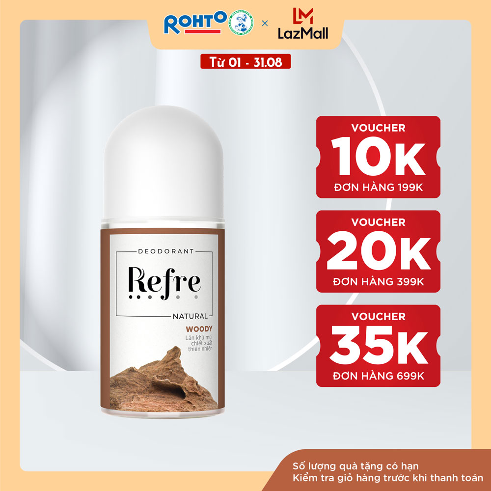 Lăn khử mùi chiết xuất thiên nhiên Refre Natural Woody – Hương gỗ 40ml