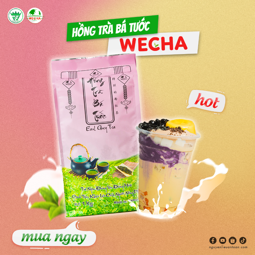 Hồng Trà Bá Tước Wecha 1KG VUAANTOAN- Earl Grey Tea, Pha Trà Sữa, Trà tắc, Trà Đào, Trà Trái Cây