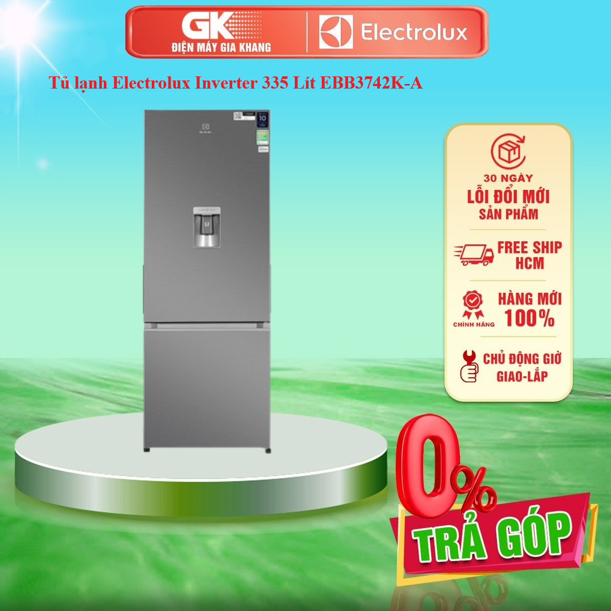 Tủ lạnh electrolux inverter 335 lít ebb3742k-a model 2021 - giao toàn quốc - freeship hcm