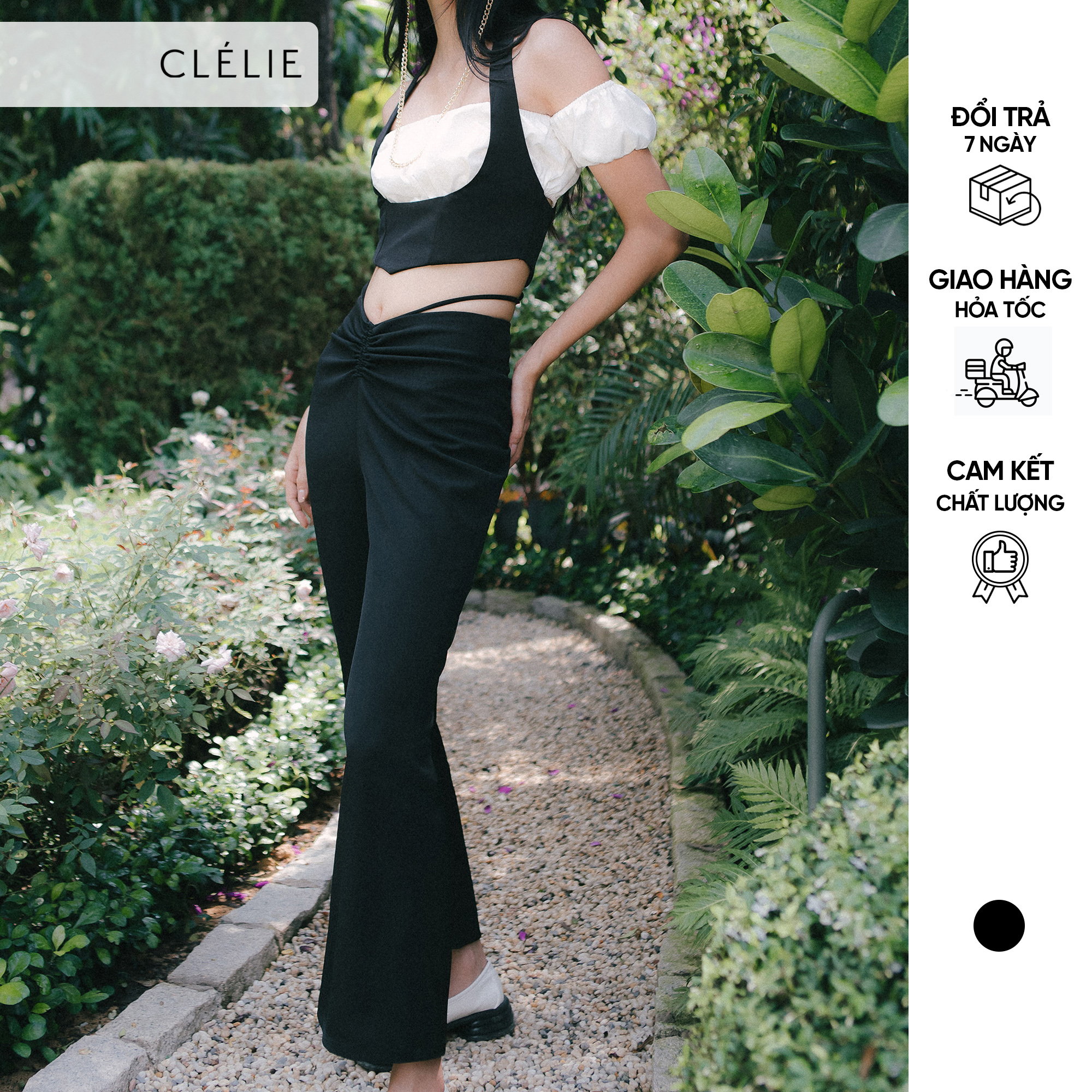 Quần dài ống rộng nhún rút dây | maris pant - clélie