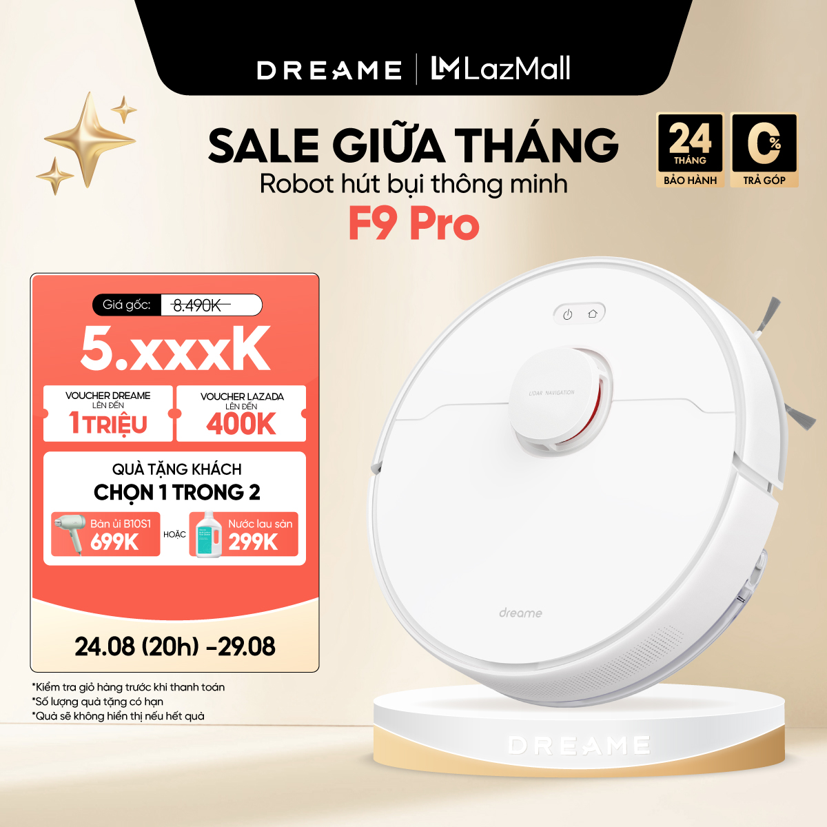 Robot hút bụi lau nhà thông minh dreame f9 pro - bản quốc tế - bh 24 tháng