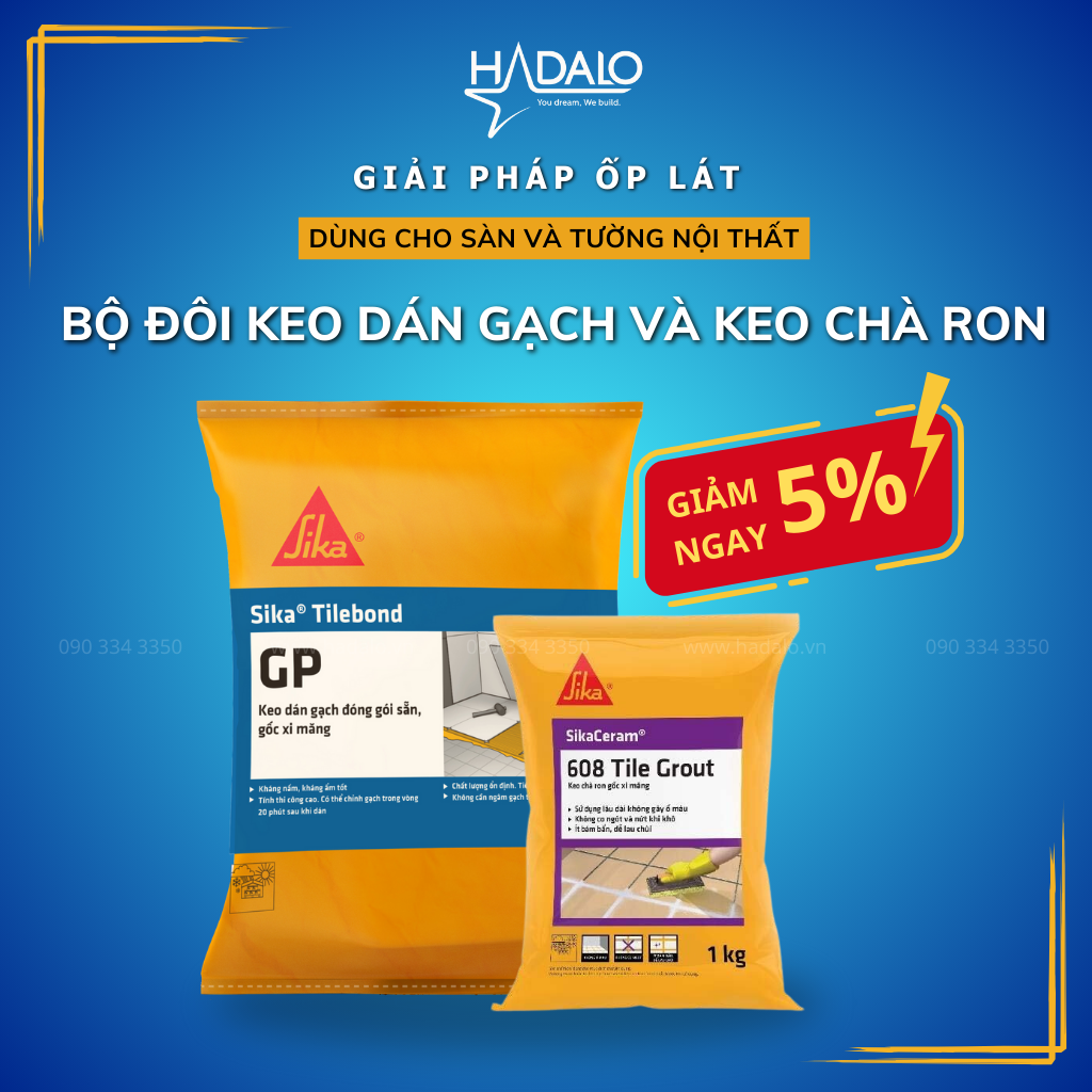 Combo sika - keo dán gạch sika tilebond gp và keo chà ron sikaceram 608 tile grout