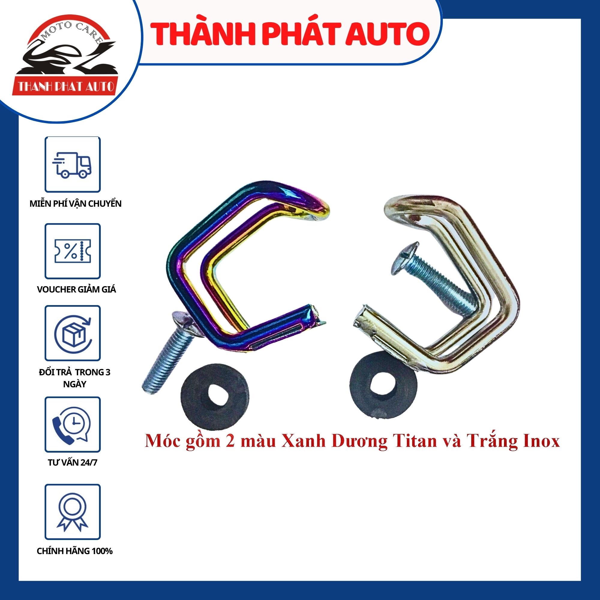 [HCM]Móc treo đồ xe máy màu titan