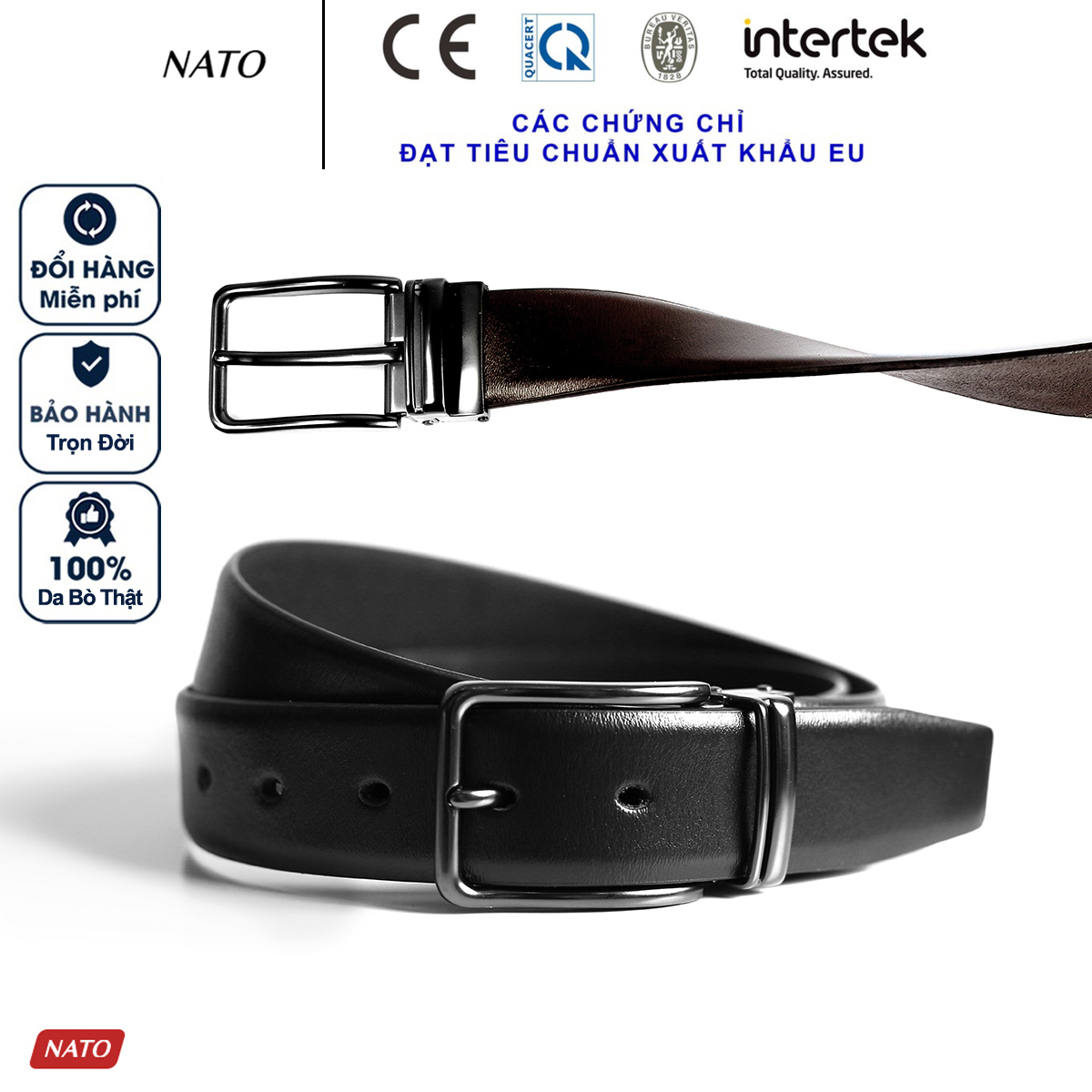 Thắt Lưng Nam MERCURY Khóa Lỗ Kim Da Bò Thật Cao Cấp Bền Đẹp Sang Trọng Công Sở Thời Trang Đi Làm Học Bản Nhỏ NATO