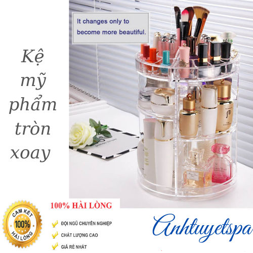 kệ mỹ phẩm tròn xoay 360 độ , Khay son xoay 360 độ sang chảnh
