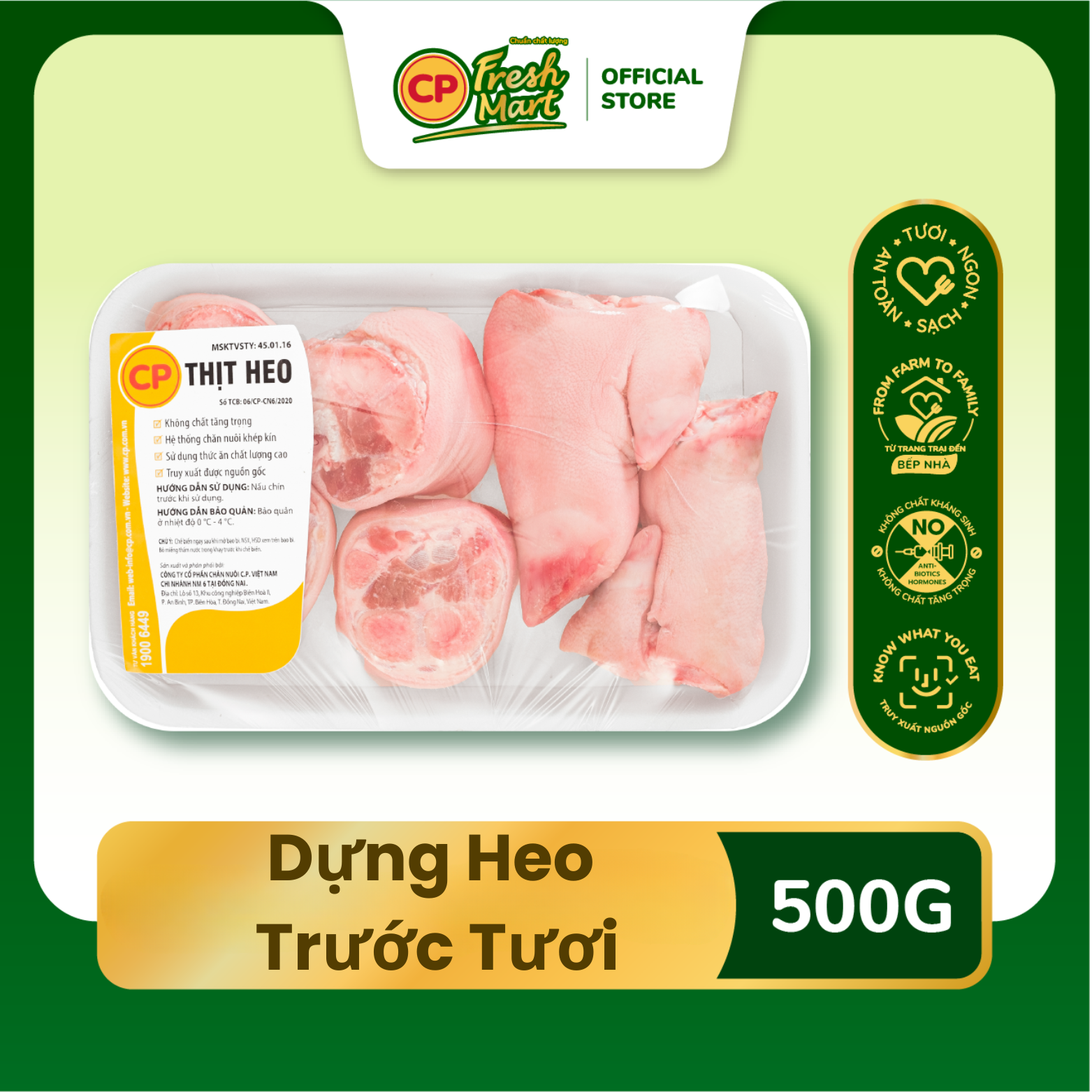 Dựng Heo Trước CP Tươi Khay 500G - Tươi Ngon Tiện Lợi - Bữa Ăn Gia Đình - CP Fresh Mart