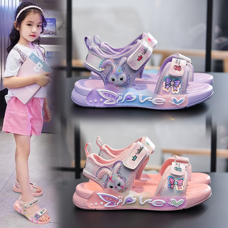 Xăng đan & Dép bé gái in hình thỏ ngộ nghĩnh sandal đi học mùa hè thoáng khí êm chân Dép quai hậu bé gái - Mẫu mới nhất LHQ129