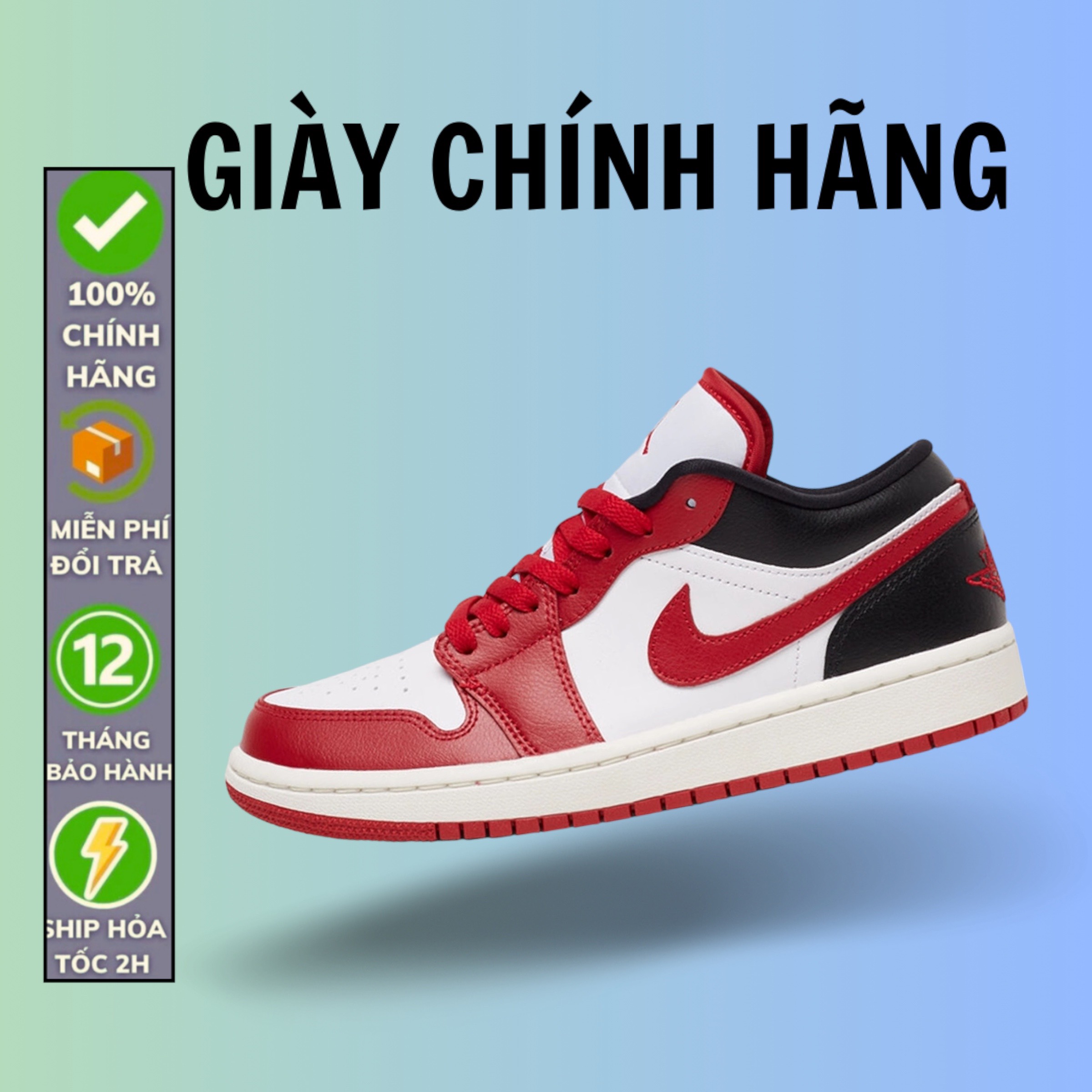 (Chính Hãng) Giày Jordan 1 Low Reverse Black Toe DC0774-160