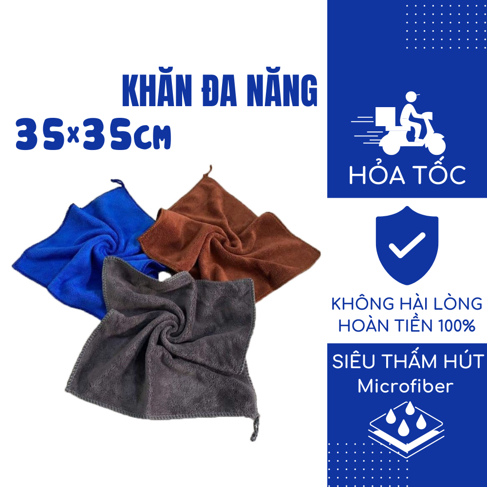 Khăn lau ô tô xe máy đa năng chất liệu Microfiber cao cấp kích thước 35x35cm