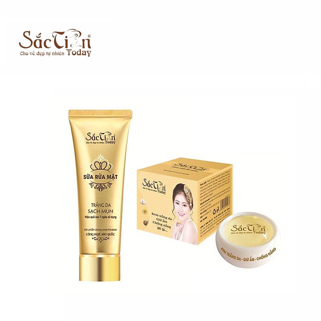 Combo kem trắng da giữ ẩm chống nắng sắc tiên today 15g - 18g - 25g - 30g và sữa rữa mặt sắc tiên today 100ml
