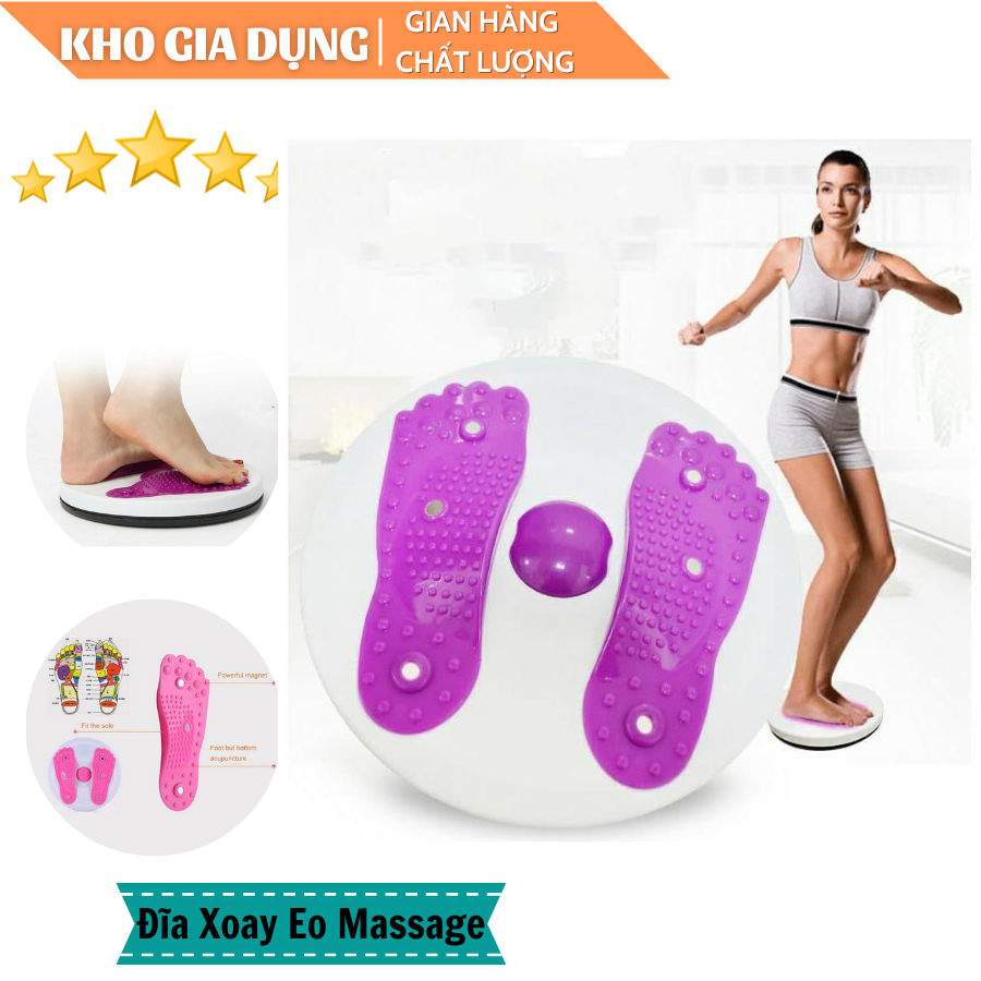 Đĩa xoay eo massage chân xoay 360 độ, bàn xoay eo tập bụng hình cân chân có gai nổi thế hệ mới, đĩa xoay lắc vòng eo, dụng cụ tập thể dục giảm mỡ bụng, giảm cân vận động toàn thân kết hợp massage chân cao cấp