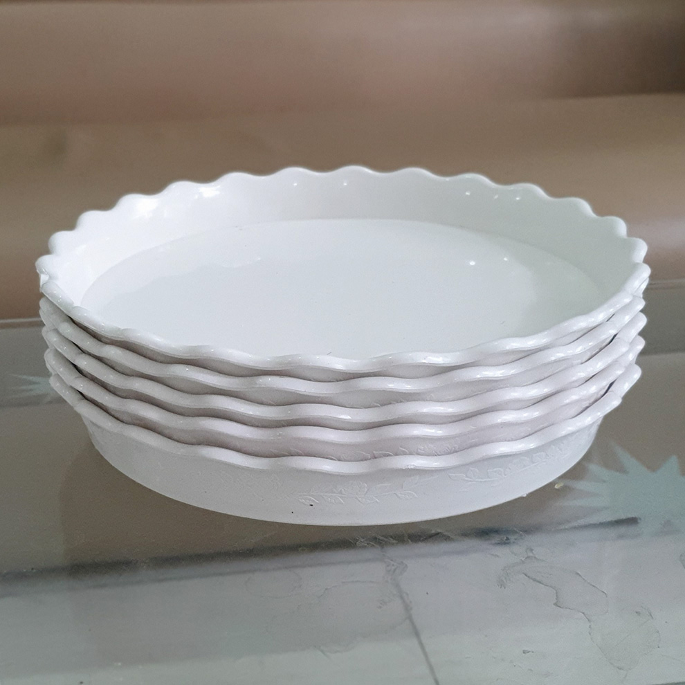 [HCM]Bộ 5 đĩa lót chậu hoa màu trắng đường kính 26cm