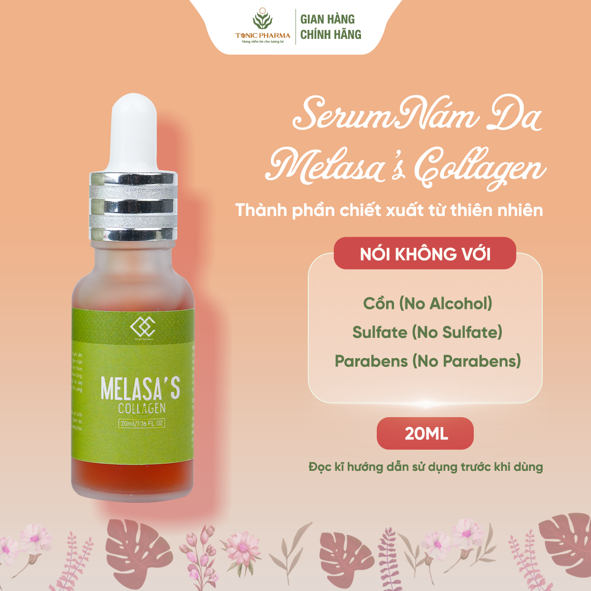 Serum giảm nám, tàn nhang, dưỡng trắng da, mềm mịn da melasa's collagen