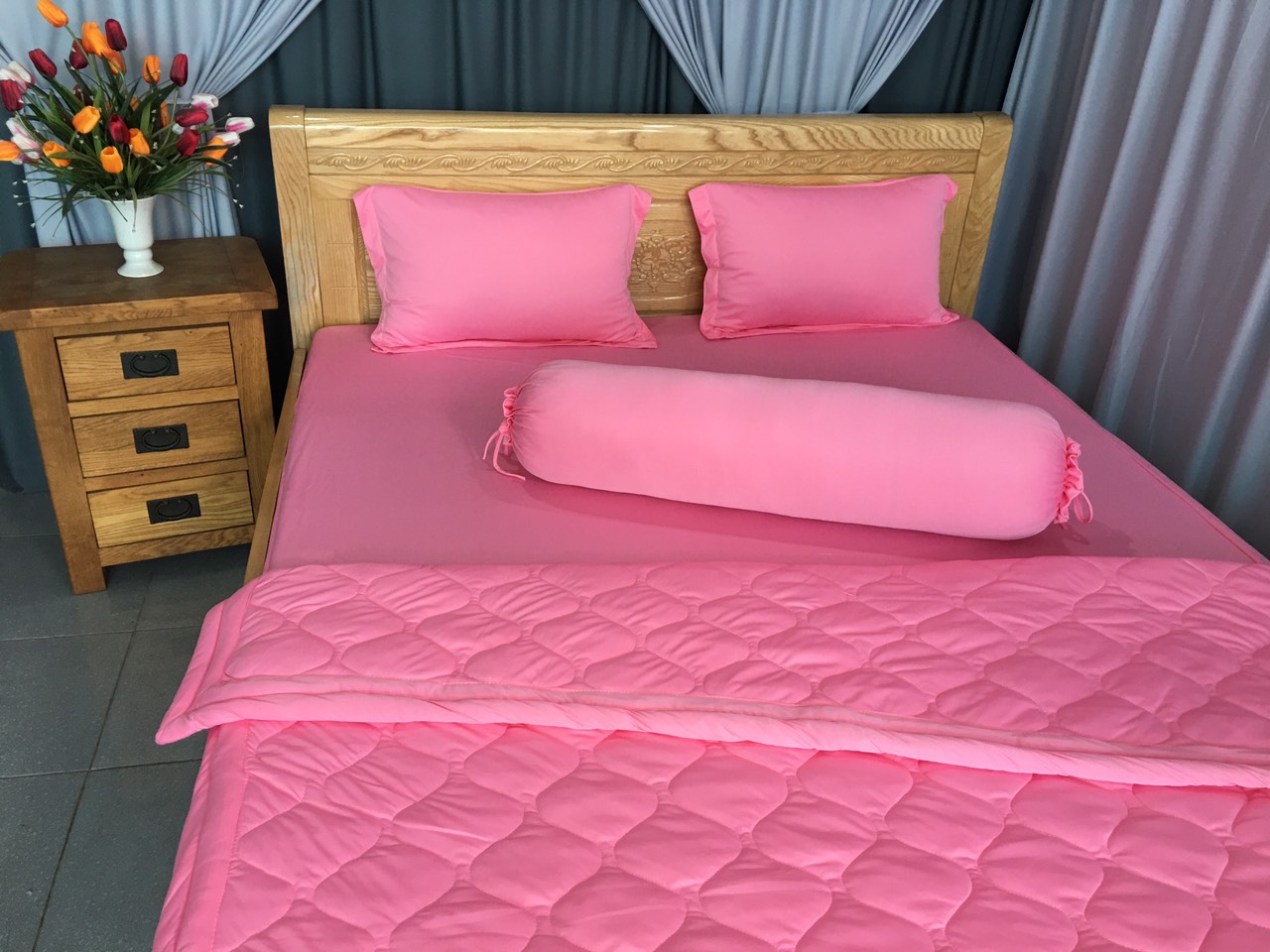Drap lẻ thun lạnh hàn quốc lan phạm bedding - màu hồng