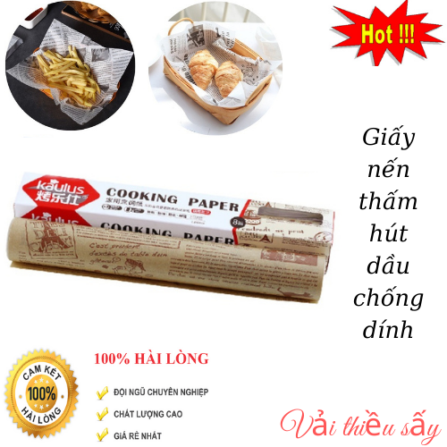 Giấy nến thấm dầu ăn cuộn 8M , Cuộn giấy nến chống bám dính thấm hút dầu mỡ tiện dụng