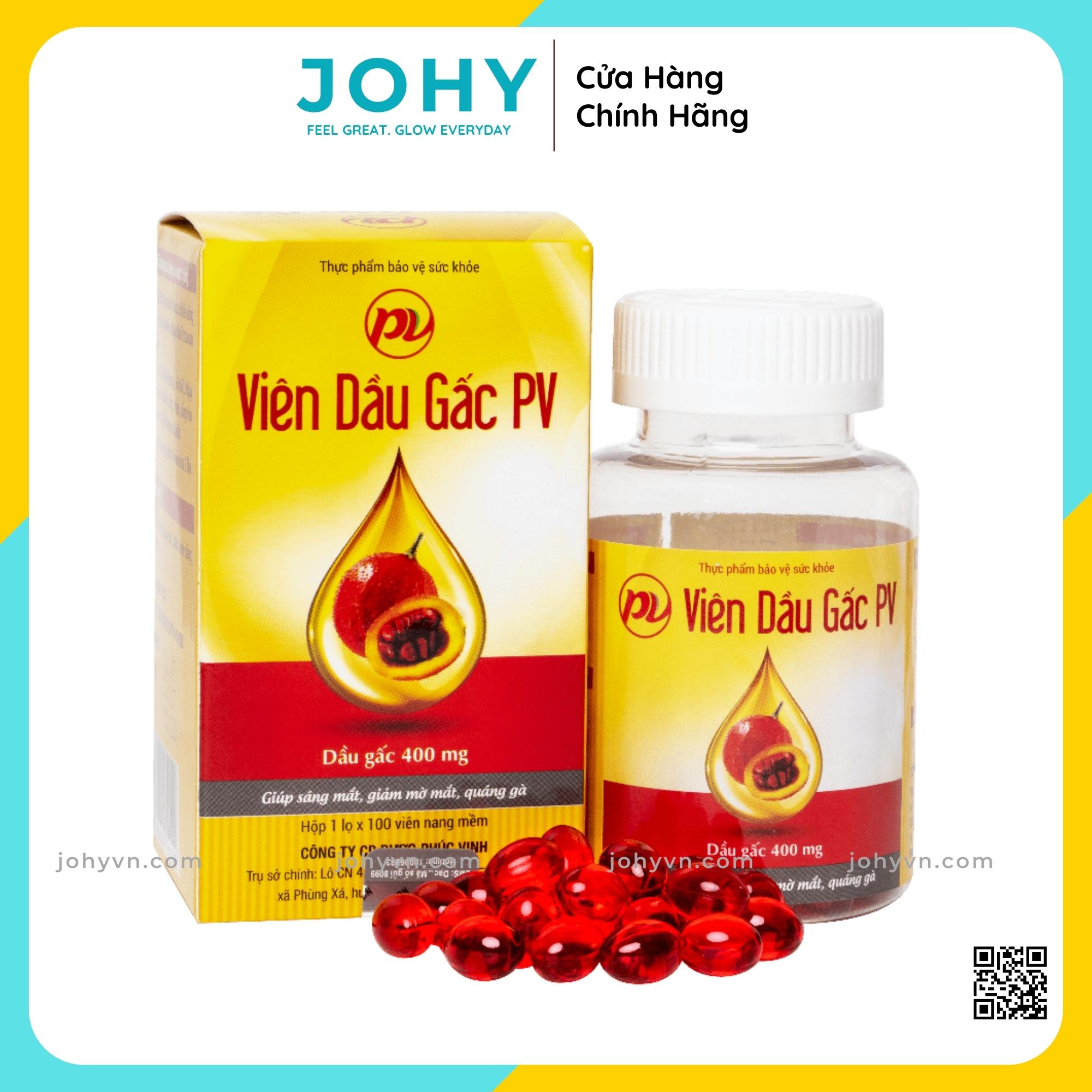 Viên dầu gấc PV Hỗ trợ Chăm sóc Mắt (Hộp 100 viên) - JOHY