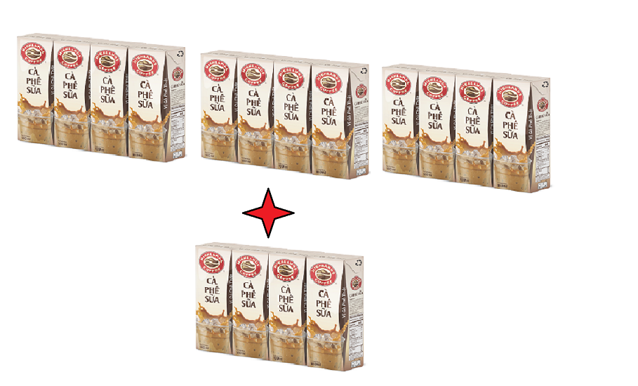 [Mua 3 Lốc Tặng 1 Lốc] Cà phê Sữa Tetra Pack Highlands Coffee [180ml x 4 Hộp]