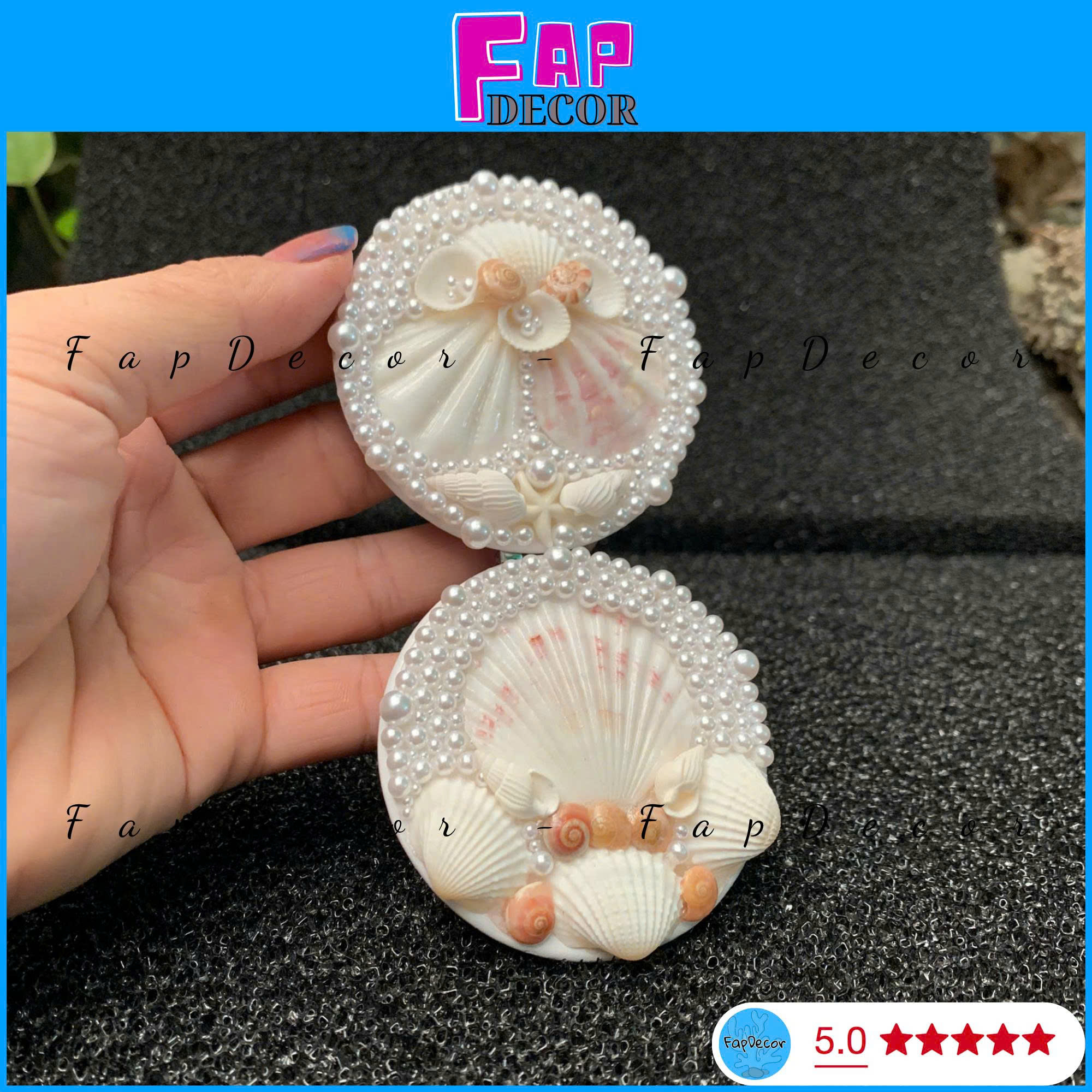 (Hỏa Tốc HCM)GƯƠNG VỎ SÒ 2 MẶT GẬP MỸ NGHỆ HAMDMADE, GƯƠNG TRÒN CẦM TAY THỦ CÔNG CAO CẤP VNXK