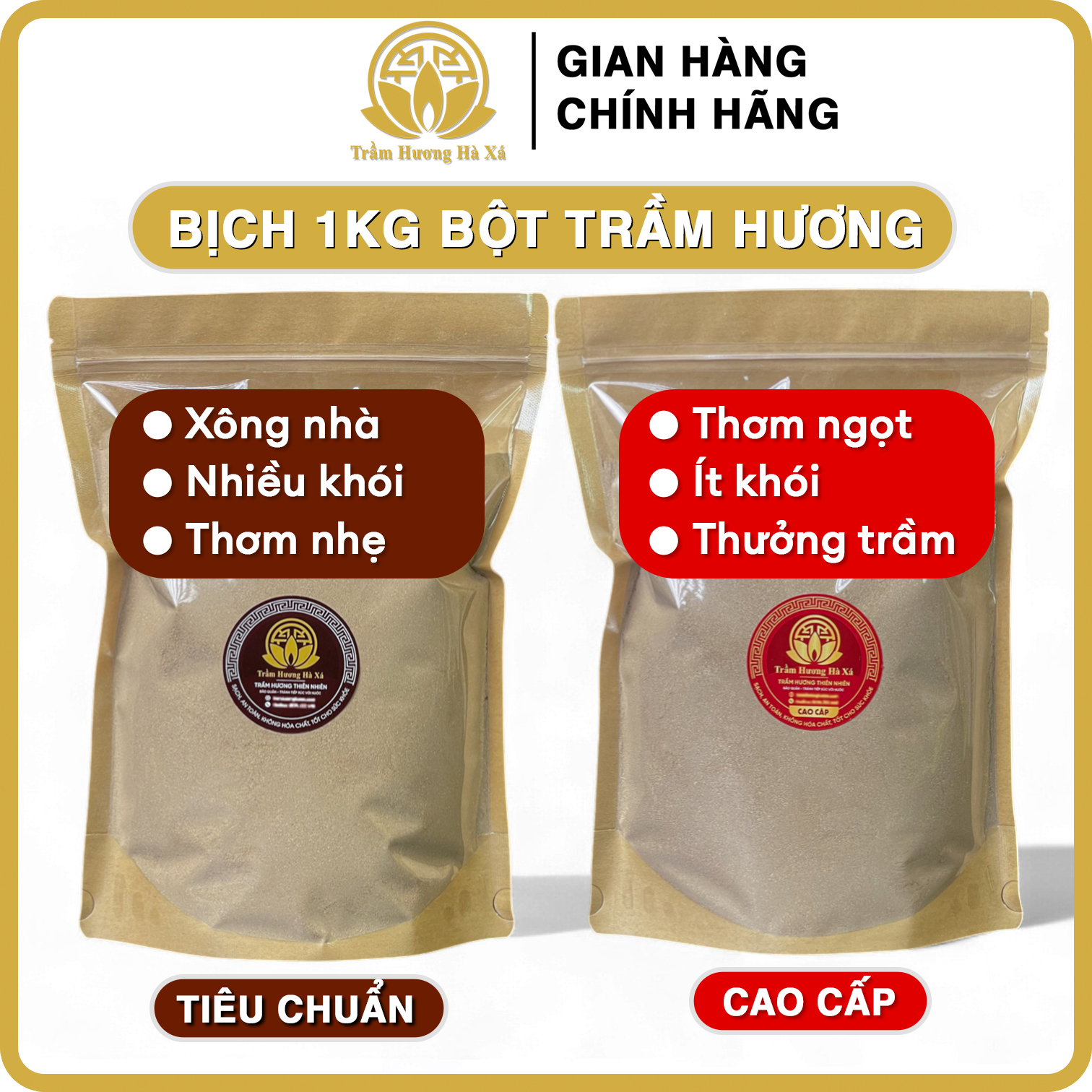  Bịch 1kg bột trầm hương đốt xông nhà tẩy uế đồ thờ cúng phong thủy thu hút nguồn năng lượng tích cực thanh lọc không khí an toàn cho sức khỏe của Trầm Hương Hà Xá 