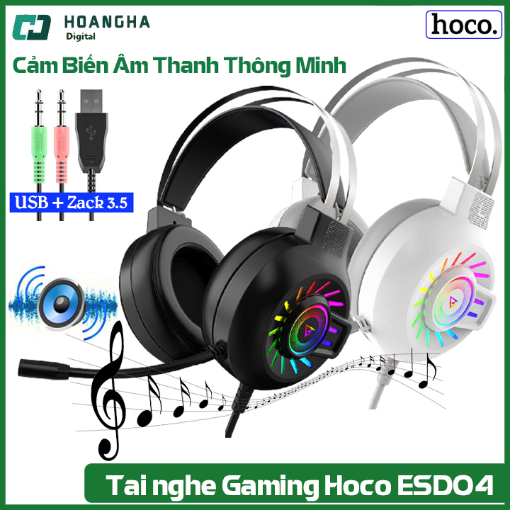 Tai nghe chụp Gaming Hoco ESD04 có mic đàm thoại Có Đèn LED Sêu Đẹp Âm Thanh Siêu trong  nghe rõ từng chi tiết nhỏ [ BẢO HÀNH CHÍNH HÃNG]