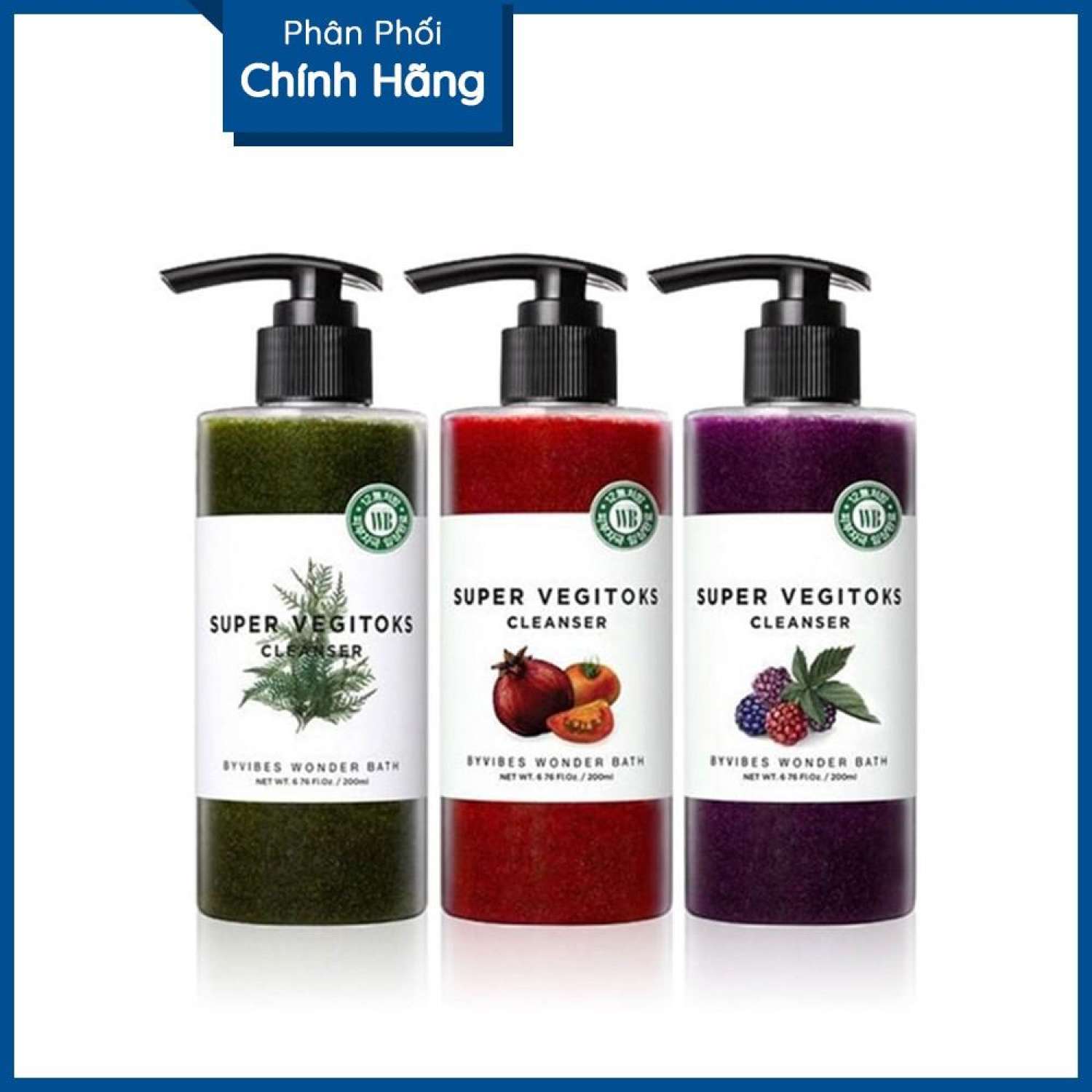 Sữa Rửa Mặt Rau Củ Wonder Bath sủi bọt thải độc Byvibes Super Vegitoks Cleanser 300ml