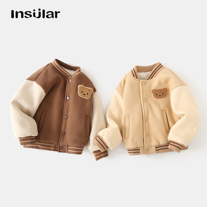 Quần áo trẻ em Insular áo khoác Jacket bóng chày lông cừu Áo khoác cotton áo dày cho bé bé gái và bé trai áo nỉ trẻ em