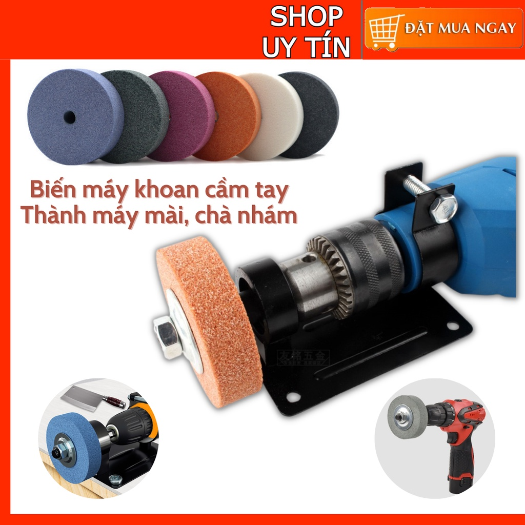 Bộ chuyển máy khoan cầm tay thành máy mài kim loại, máy đánh bóng chà nhám tiện dụng có đế cố định