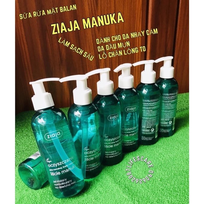 Sữa rửa mặt Ziaja Manuka Balan làm sạch sâu dành cho da dầu, mụn, nhạy cảm, lỗ chân lông to, 200ml