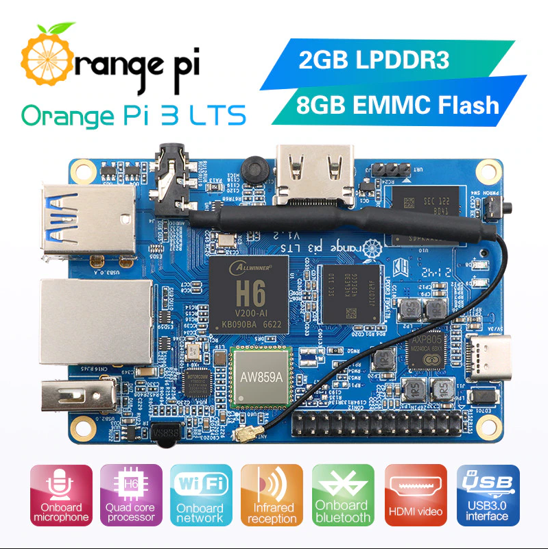 Orange Pi 3 phiên bản LTS chip Allwinnner H6 2GB RAM