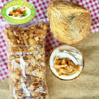 Dừa khô sấy giòn loại 1, ăn giòn thơm ngọt 240g/ Toasted coconut chips, crunchy, delicious, tasty