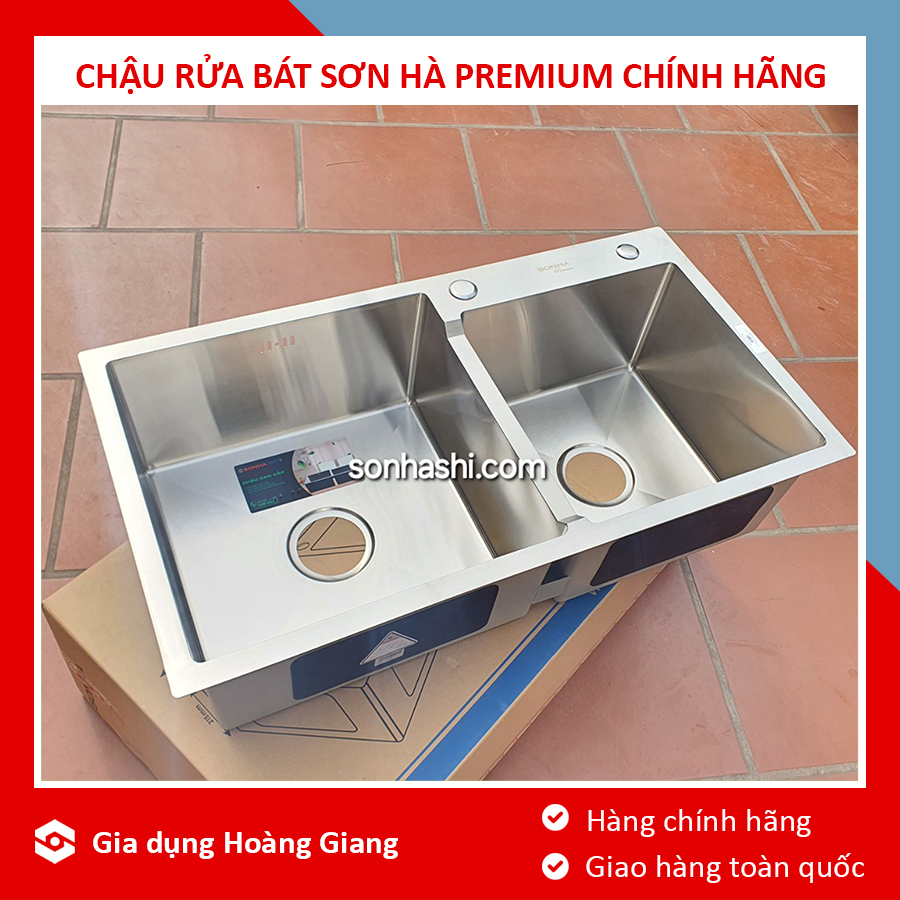 Chậu rửa bát inox đúc Sơn Hà Premium chính hãng