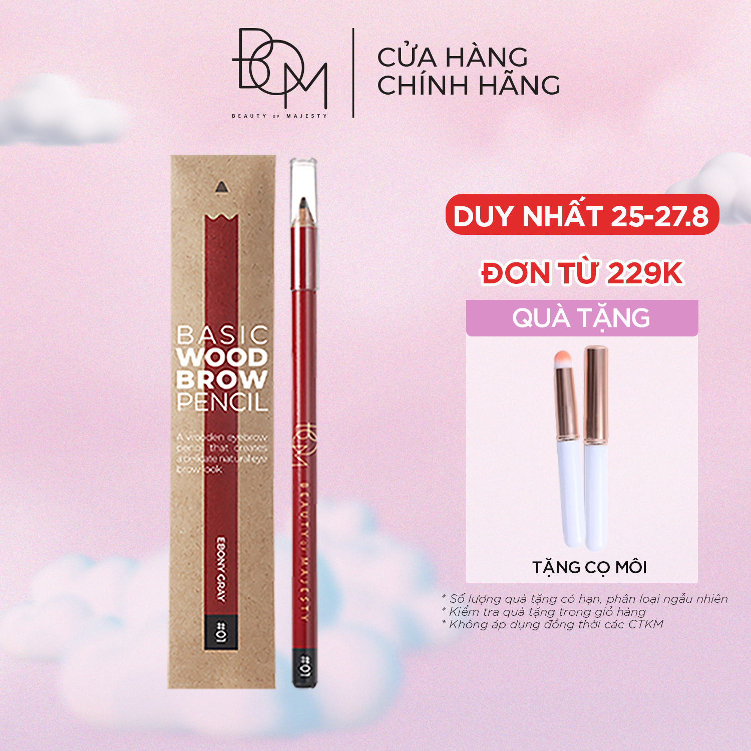 Chì kẻ chân mày BOM Basic Wood Brow Pencil 1g