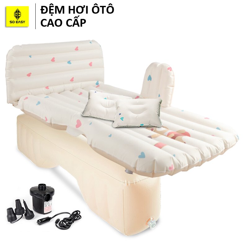 Giường đệm, nệm hơi thông minh du lịch cho ôtô xe hơi + Kèm bơm điện vòi đa năng sử dụng được trên xe 4 đến 7 chỗ INS009