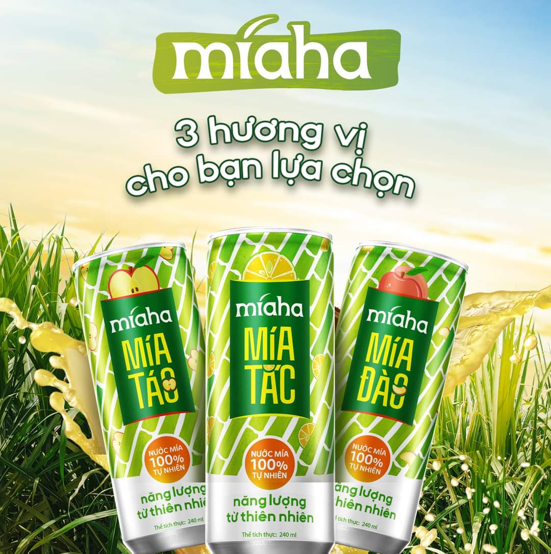 NƯỚC MÍA TƯƠI ĐÓNG LON MÍAHA ( 1 THÙNG 24 LON X 240ml)  - 3 VỊ TƯƠI MÁT ( MÍA ĐÀO, MÍA TẮC, MÍA TÁO)