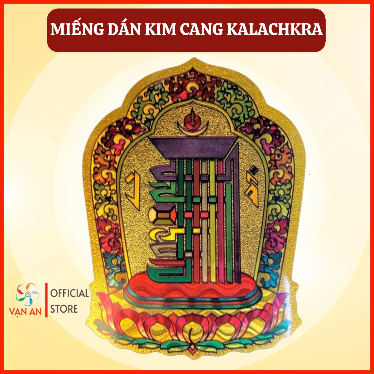 Miếng dán thời luân kim cang kalachakra, miếng dán thập tự tại kalachakra dán điện thoại, xe, nhà cửa, đồ phong thủy Phật giáocầu bình an, may mắn,